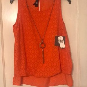 NWT orange top with necklace INCLUDED